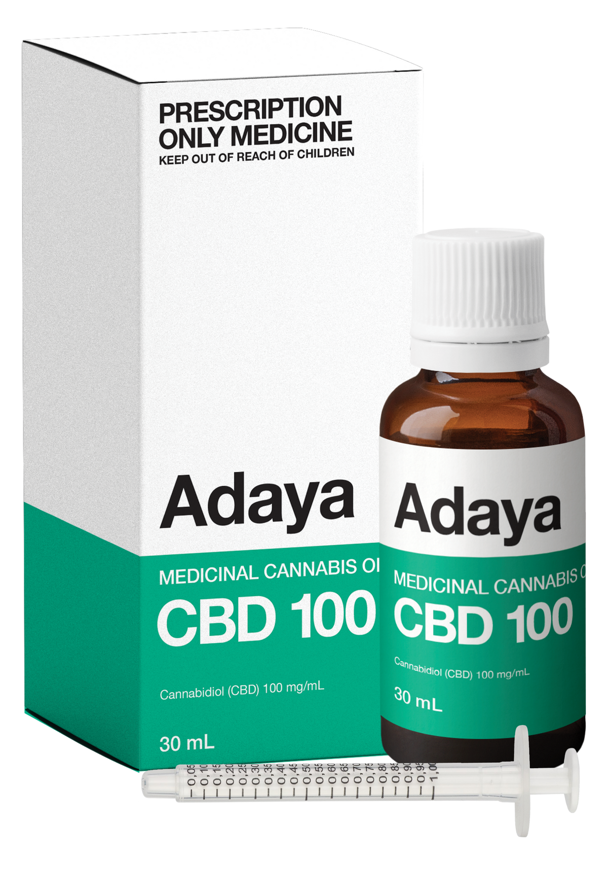 Adaya CBD100 Oil 30mL + (5 x 1mL Precise Dose Syringes)